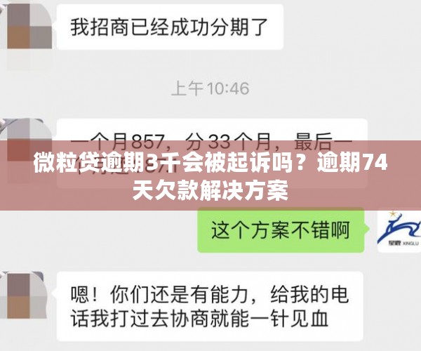 微粒贷逾期3千会被起诉吗？逾期74天欠款解决方案