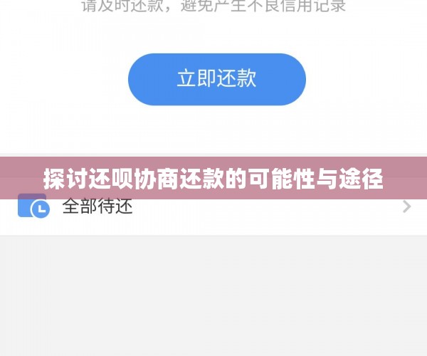 探讨还呗协商还款的可能性与途径