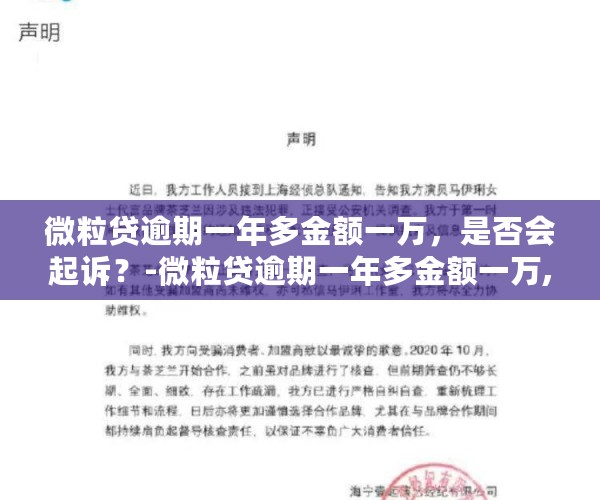 微粒贷逾期一年多金额一万，是否会起诉？-微粒贷逾期一年多金额一万,是否会起诉