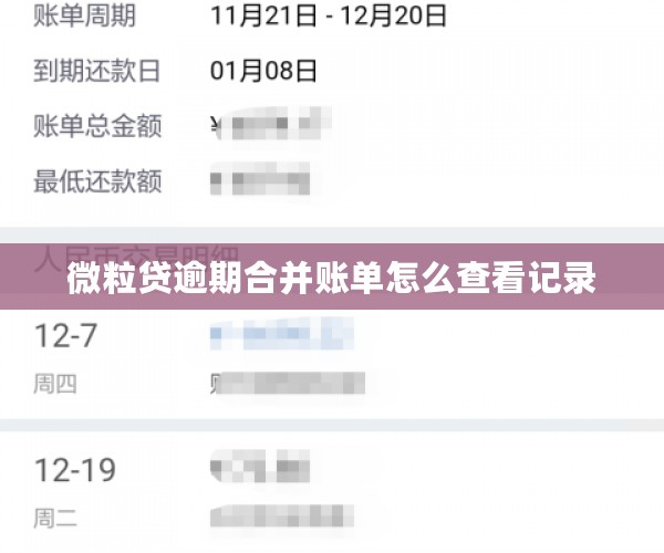 微粒贷逾期合并账单怎么查看记录