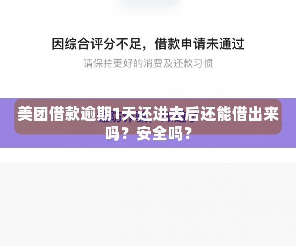 美团借款逾期1天还进去后还能借出来吗？安全吗？