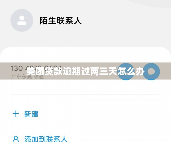 美团贷款逾期过两三天怎么办