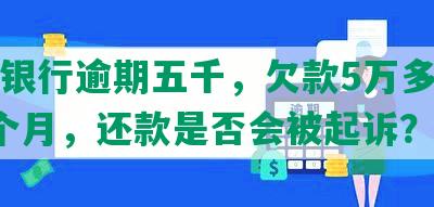 交通银行逾期五千，欠款5万多，逾期3个月，还款是否会被起诉？