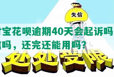 支付宝花呗逾期40天会起诉吗，上征信吗，还完还能用吗？