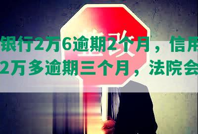 中信银行2万6逾期2个月，信用卡欠款2万多逾期三个月，法院会受理吗？