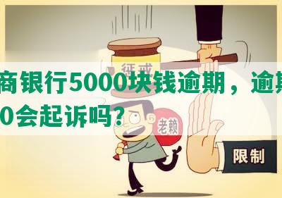 工商银行5000块钱逾期，逾期5000会起诉吗？