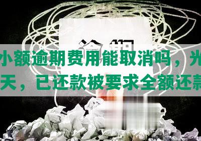 光大小额逾期费用能取消吗，光大逾期10天，已还款被要求全额还款