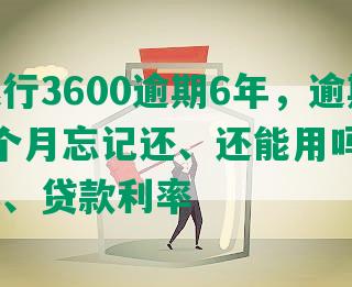 中国银行3600逾期6年，逾期利息、3个月忘记还、还能用吗、3个月起诉、贷款利率