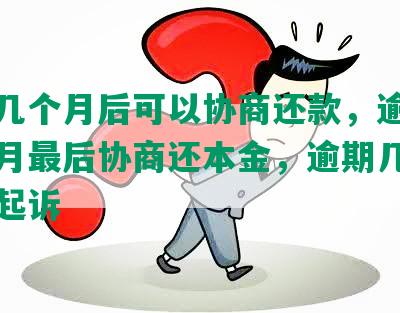 逾期几个月后可以协商还款，逾期了几个月最后协商还本金，逾期几个月可以起诉