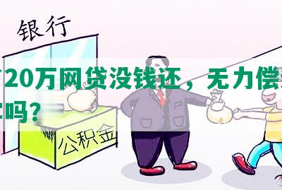 欠了20万网贷没钱还，无力偿还会坐牢吗？