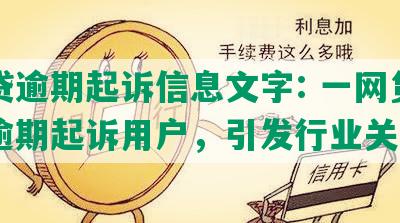 网贷逾期起诉信息文字: 一网贷平台逾期起诉用户，引发行业关注