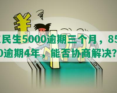 欠民生5000逾期三个月，85000逾期4年，能否协商解决？