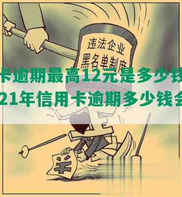 信用卡逾期更高12元是多少钱利息，2021年信用卡逾期多少钱会坐牢