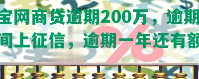 支付宝网商贷逾期200万，逾期多长时间上征信，逾期一年还有额度吗？