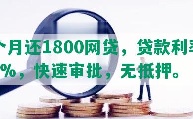 一个月还1800网贷，贷款利率低至2%，快速审批，无抵押。