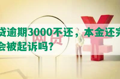 网贷逾期3000不还，本金还完了，会被起诉吗？