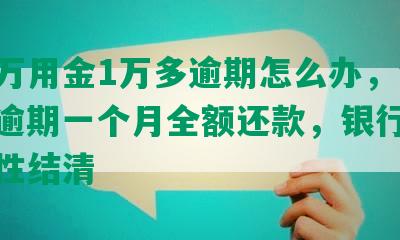 浦发万用金1万多逾期怎么办，会怎样，逾期一个月全额还款，银行会让一次性结清