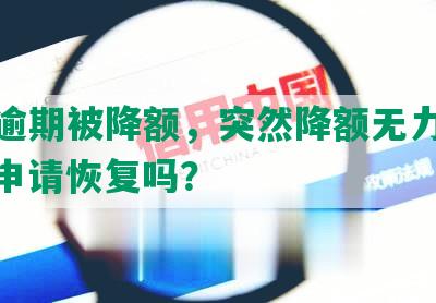 浦发逾期被降额，突然降额无力偿还，能申请恢复吗？