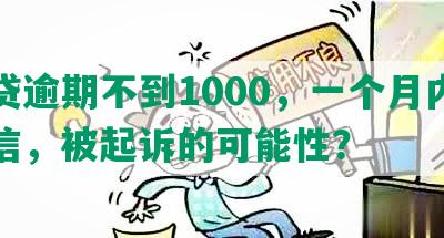 网贷逾期不到1000，一个月内上征信，被起诉的可能性？