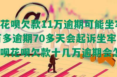 借呗花呗欠款11万逾期可能坐牢，10万多逾期70多天会起诉坐牢吗？借呗花呗欠款十几万逾期会怎样？