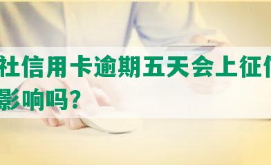 信用社信用卡逾期五天会上征信吗？会有影响吗？