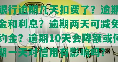 民生银行逾期几天扣费了？逾期一天滞纳金和利息？逾期两天可减免利息和违约金？逾期10天会降额或停卡？逾期一天对信用有影响吗？