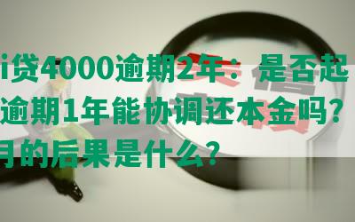 平安i贷4000逾期2年：是否起诉？逾期1年能协调还本金吗？逾期4个月的后果是什么？