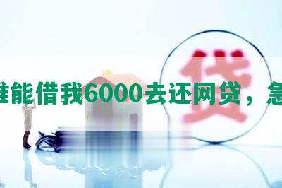 谁能借我6000去还网贷，急！