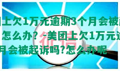 美团上欠1万元逾期3个月会被起诉吗？怎么办？-美团上欠1万元逾期3个月会被起诉吗?怎么办呢