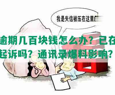 美团逾期几百块钱怎么办？已在户地，会起诉吗？通讯录爆料影响？