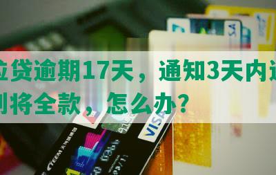 微粒贷逾期17天，通知3天内还款否则将全款，怎么办？